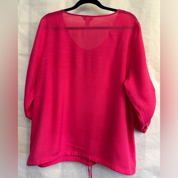 Christopher & Banks sequined Pink Fuchsia blouse top w/drawstring waistSz-XL V17 - Picture 2 of 7